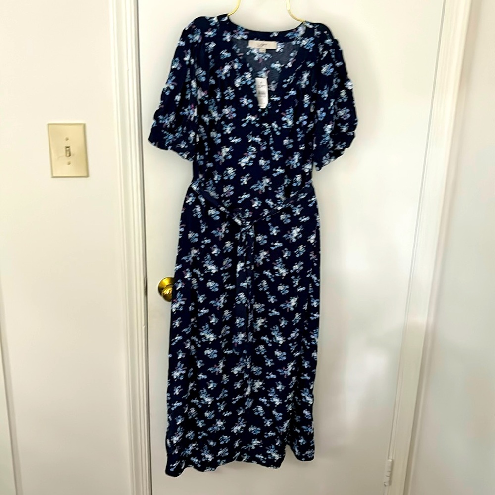 Loft navy floral dress